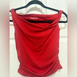 Abercrombie & Fitch Bright Red Asymmetrical twist Top